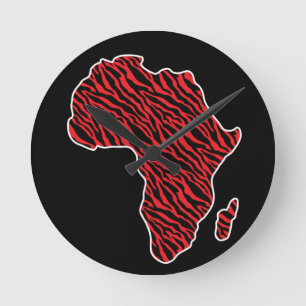 Africa Map African Pride Zebra Pattern Round Clock