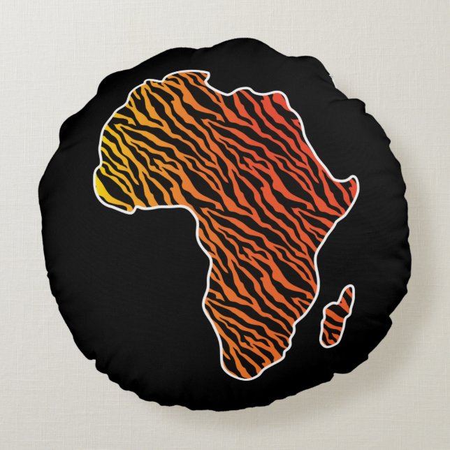 Africa Map African Pride Zebra Pattern Round Cushion (Back)