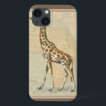 Africa Map and a Giraffe iPhone 13 Case<br><div class="desc">This piece of artwork will please any world traveller and animal lover. The background represents the map of Africa and there is a picture of a giraffe on top of it. In this image,  the borders makes it the perfect decorative art piece.</div>