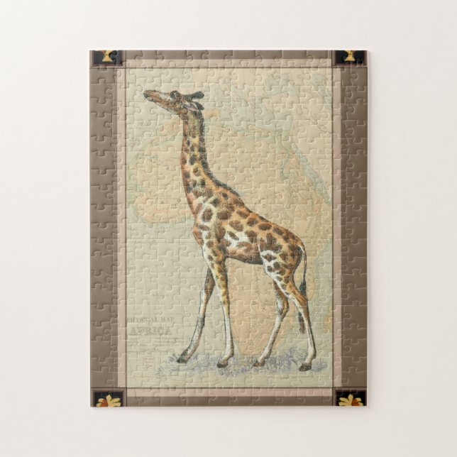 Africa Map and a Giraffe Jigsaw Puzzle (Vertical)