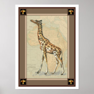 Africa Map and a Giraffe Poster