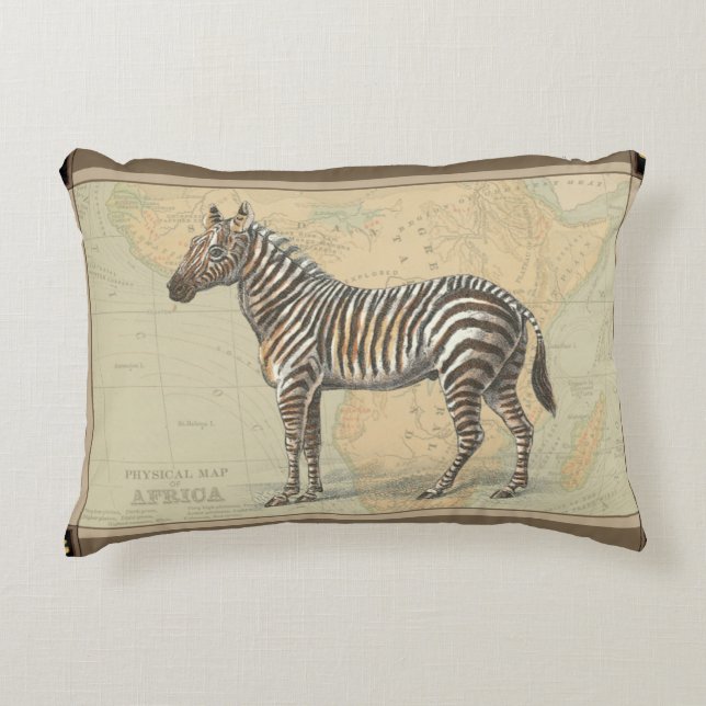 Africa Map and a Zebra Decorative Cushion (Front)