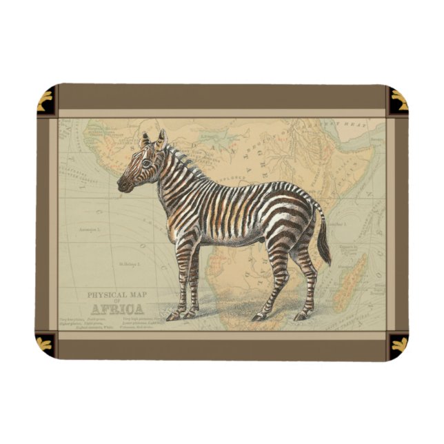 Africa Map and a Zebra Magnet (Horizontal)