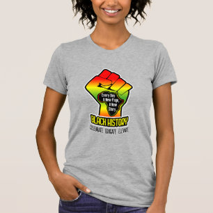 Africa Map and Fist   Name on Back   Black History T-Shirt