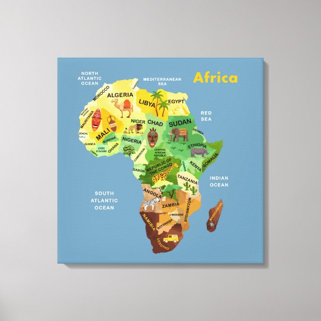 Africa Map Artwork Canvas Print (Front)