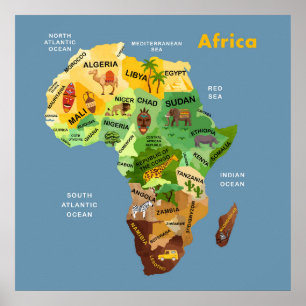 Africa Map Artwork Poster