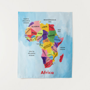 Africa Map Artwork Tapestry