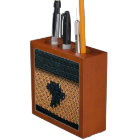 Africa Map Black Brown Designer Crochet Print Wood