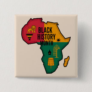 Africa Map Black History Month 15 Cm Square Badge