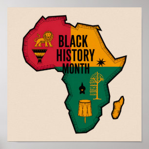 Africa Map Black History Month Poster