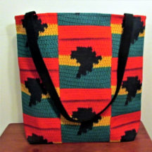 Africa Map Black Red Gold Green Crochet Print on