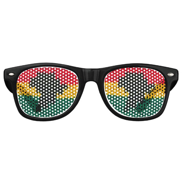 Africa Map Black Red Gold Green Jamaican Crochet Retro Sunglasses (Front)