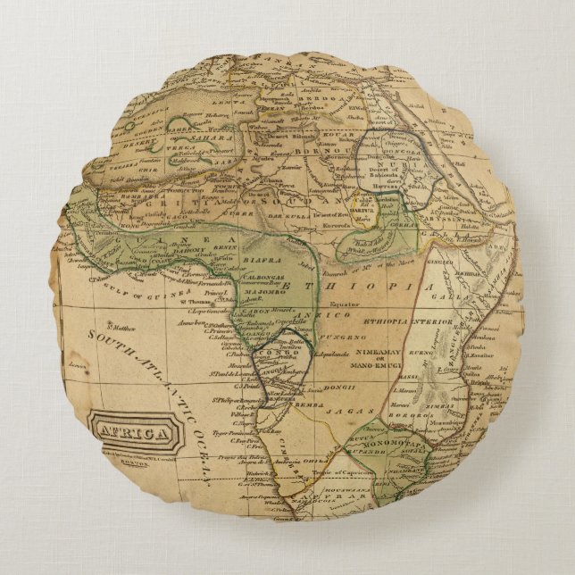 Africa  Map by Worcester Round Cushion (Front)