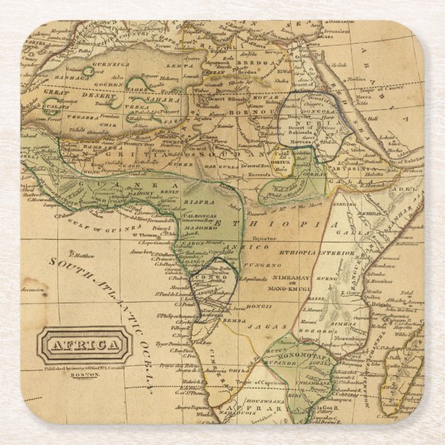 Africa  Map by Worcester Square Paper Coaster (Front)