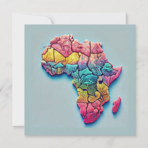 Africa Map colourful card