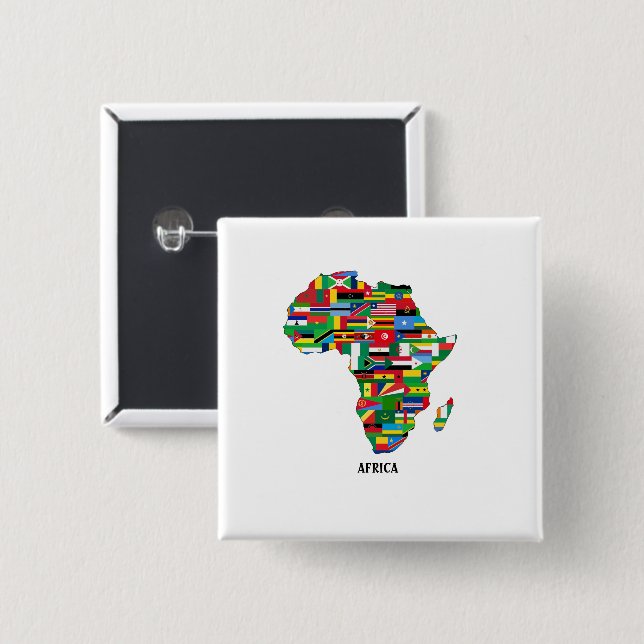 Africa Map Continent 15 Cm Square Badge (Front & Back)