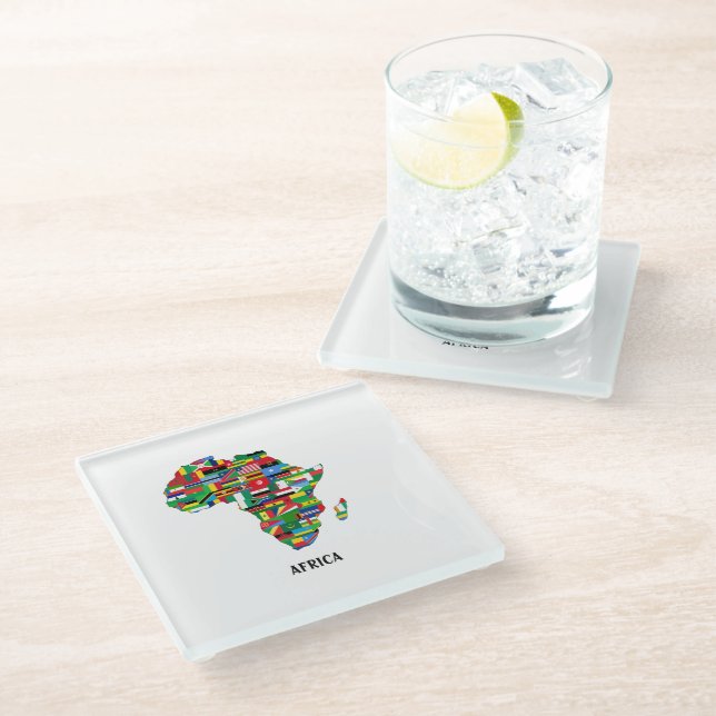 Africa Map Continent Glass Coaster (Angled)