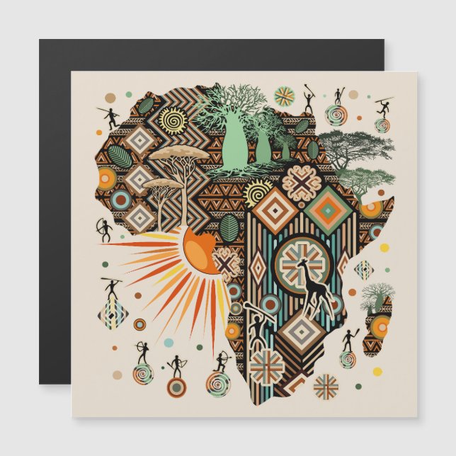 Africa Map Decorative Tribal Elements Pattern (Front/Back)