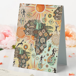 Africa Map Decorative Tribal Elements Pattern
