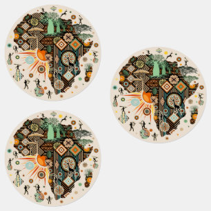 Africa Map Decorative Tribal Elements Pattern