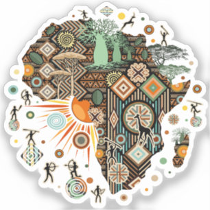 Africa Map Decorative Tribal Elements Pattern