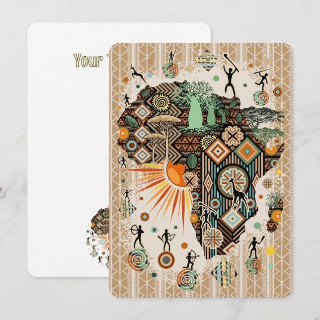 Africa Map Decorative Tribal Elements Pattern (Front/Back)