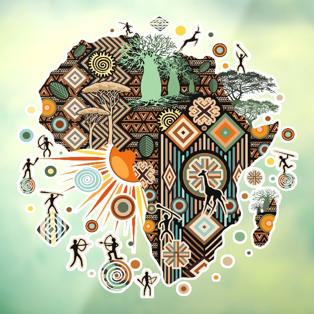 Africa Map Decorative Tribal Elements Pattern (Sheet 3)