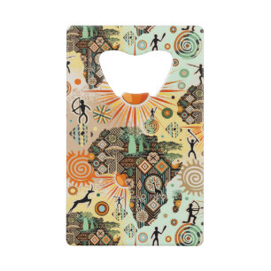 Africa Map Decorative Tribal Elements Pattern