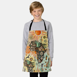 Africa Map Decorative Tribal Elements Pattern Apron
