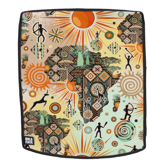 Africa Map Decorative Tribal Elements Pattern Backpack (Removable Face)