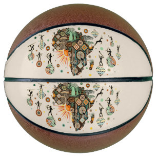 Africa Map Decorative Tribal Elements Pattern Basketball