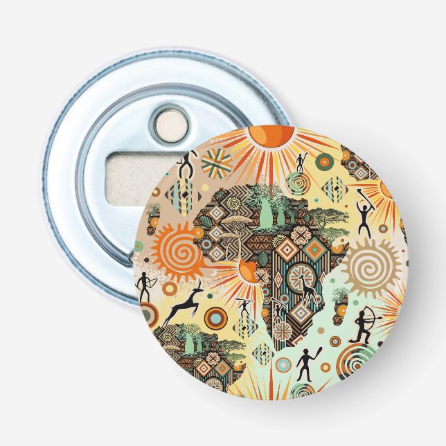 Africa Map Decorative Tribal Elements Pattern Bottle Opener (Front)