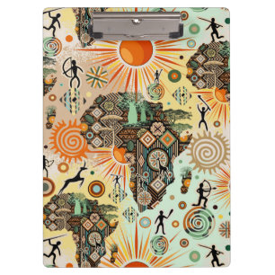 Africa Map Decorative Tribal Elements Pattern Clipboard