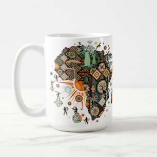 Africa Map Decorative Tribal Elements Pattern Coffee Mug