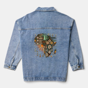 Africa Map Decorative Tribal Elements Pattern Denim Jacket