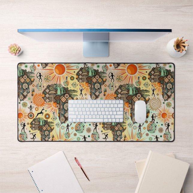 Africa Map Decorative Tribal Elements Pattern Desk Mat (Office 1)