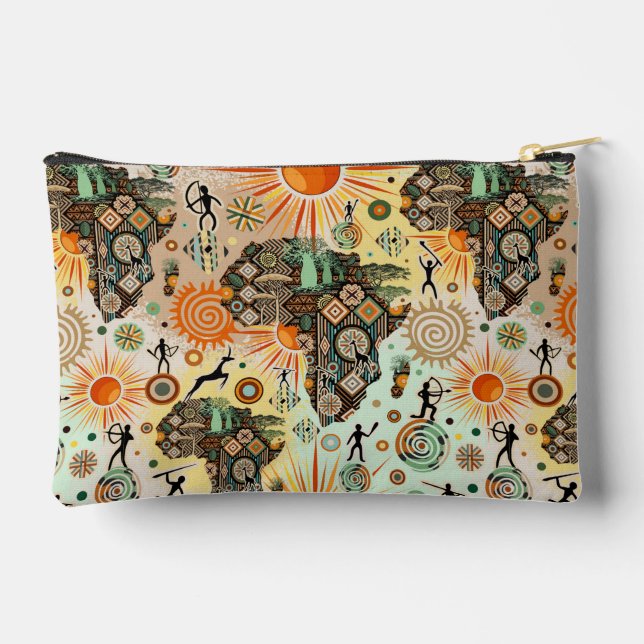 Africa Map Decorative Tribal Elements Pattern Duff Accessory Pouch (Back)