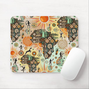 Africa Map Decorative Tribal Elements Pattern Mouse Pad