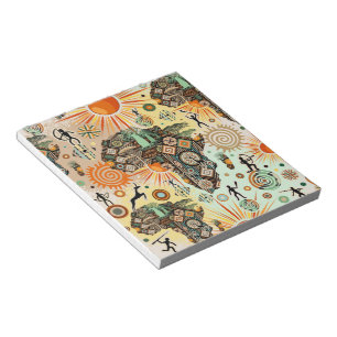 Africa Map Decorative Tribal Elements Pattern Notepad