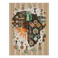 Africa Map Decorative Tribal Elements Pattern