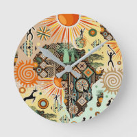 Africa Map Decorative Tribal Elements Pattern