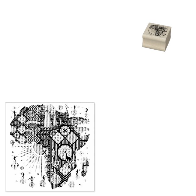 Africa Map Decorative Tribal Elements Pattern Rubber Stamp (Stamped)
