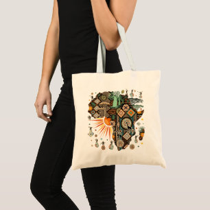 Africa Map Decorative Tribal Elements Pattern Tote Bag