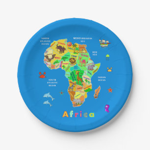 Africa Map for kids Paper Plate