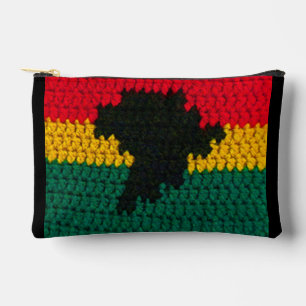 Africa Map Ghana Flag Colours Artisan Crochet Prin Accessory Pouch