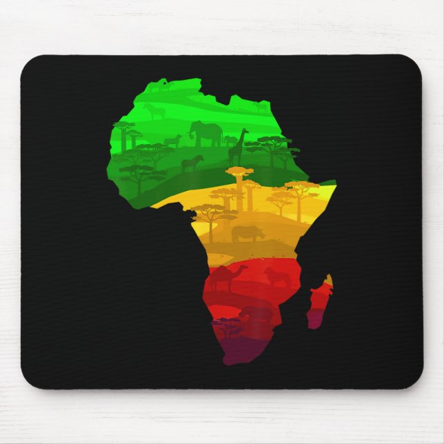 Africa Map Green Yellow Red Proud African Pride Ju Mouse Pad (Front)