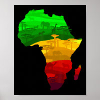 Africa Map Green Yellow Red Proud African Pride Ju