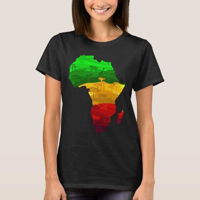 Africa Map Green Yellow Red Proud African Pride Ju T-Shirt (Front)