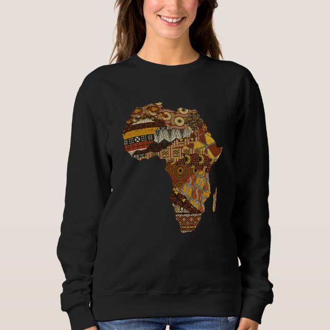 Africa Map Kente Cloth Black History Month Afro Af Sweatshirt (Front)