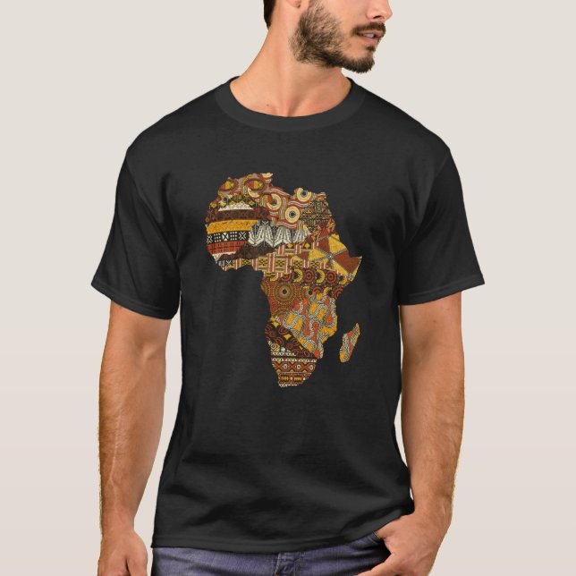 Africa Map Kente Cloth Black History Month Afro Af T-Shirt (Front)